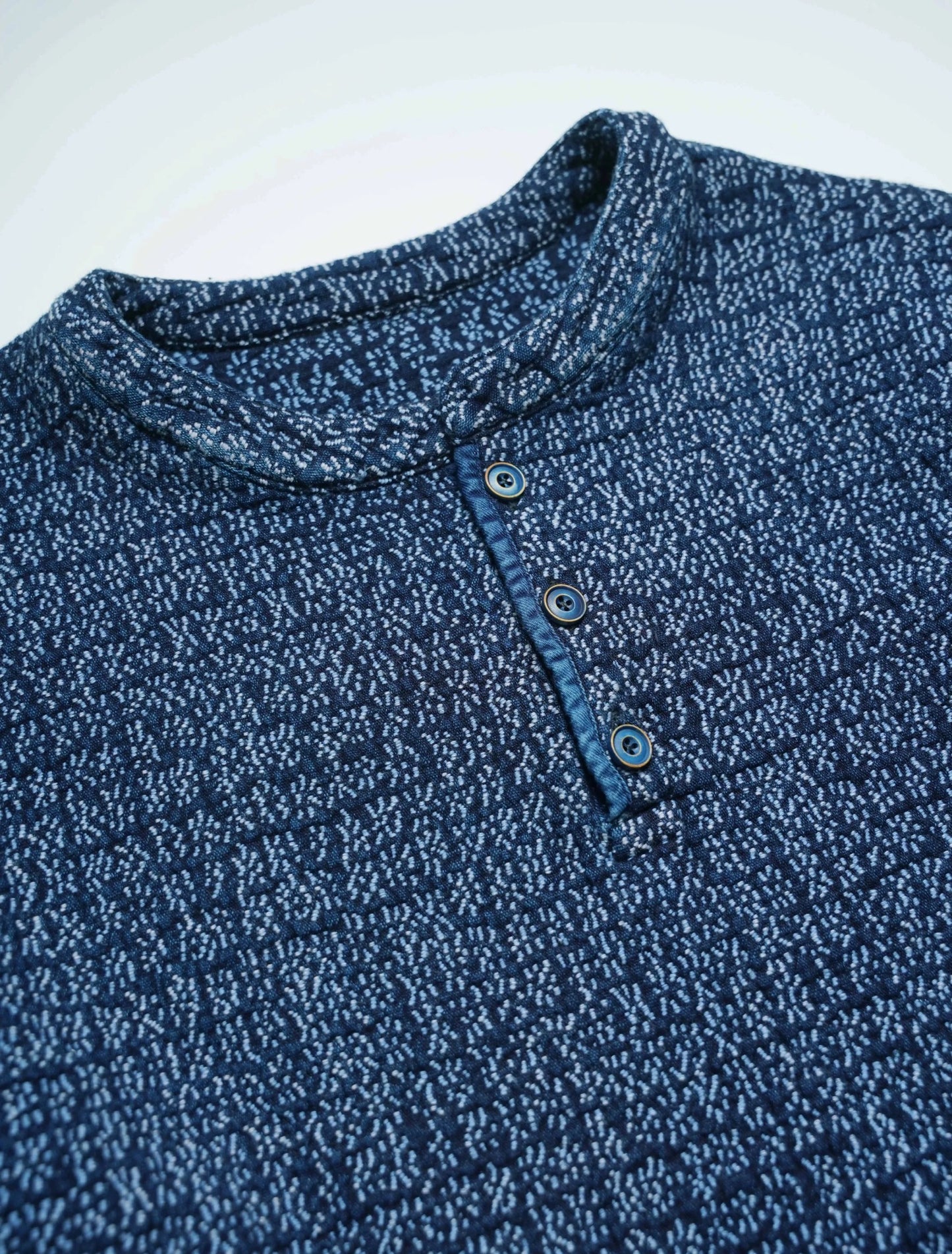 SHAW CLASSY SASHIKO HENRY NECK SHIRT