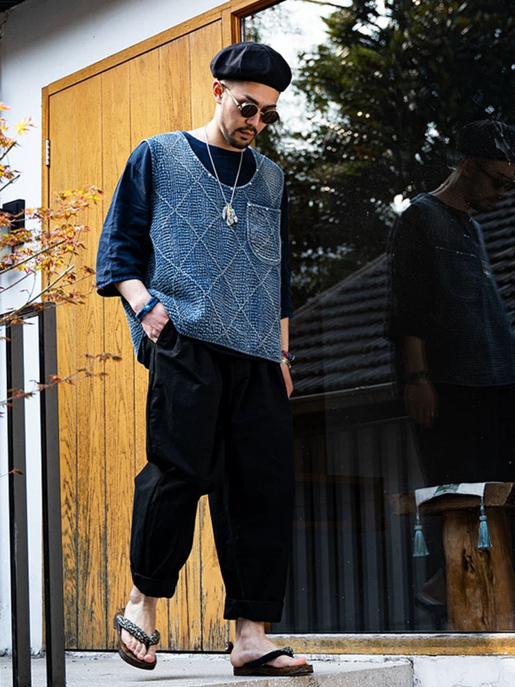 SHAW CLASSY HEAVY SASHIKO OVER SIZE VEST <刺し子プルオーバーベスト>