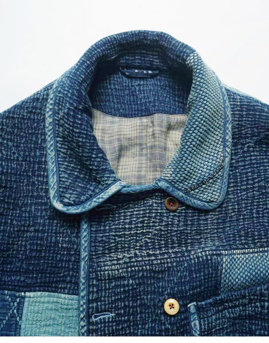 SHAW CLASSY PATCHWORK DOUBLE FRONT JACKET<刺し子パッチワークダブルジャケット>