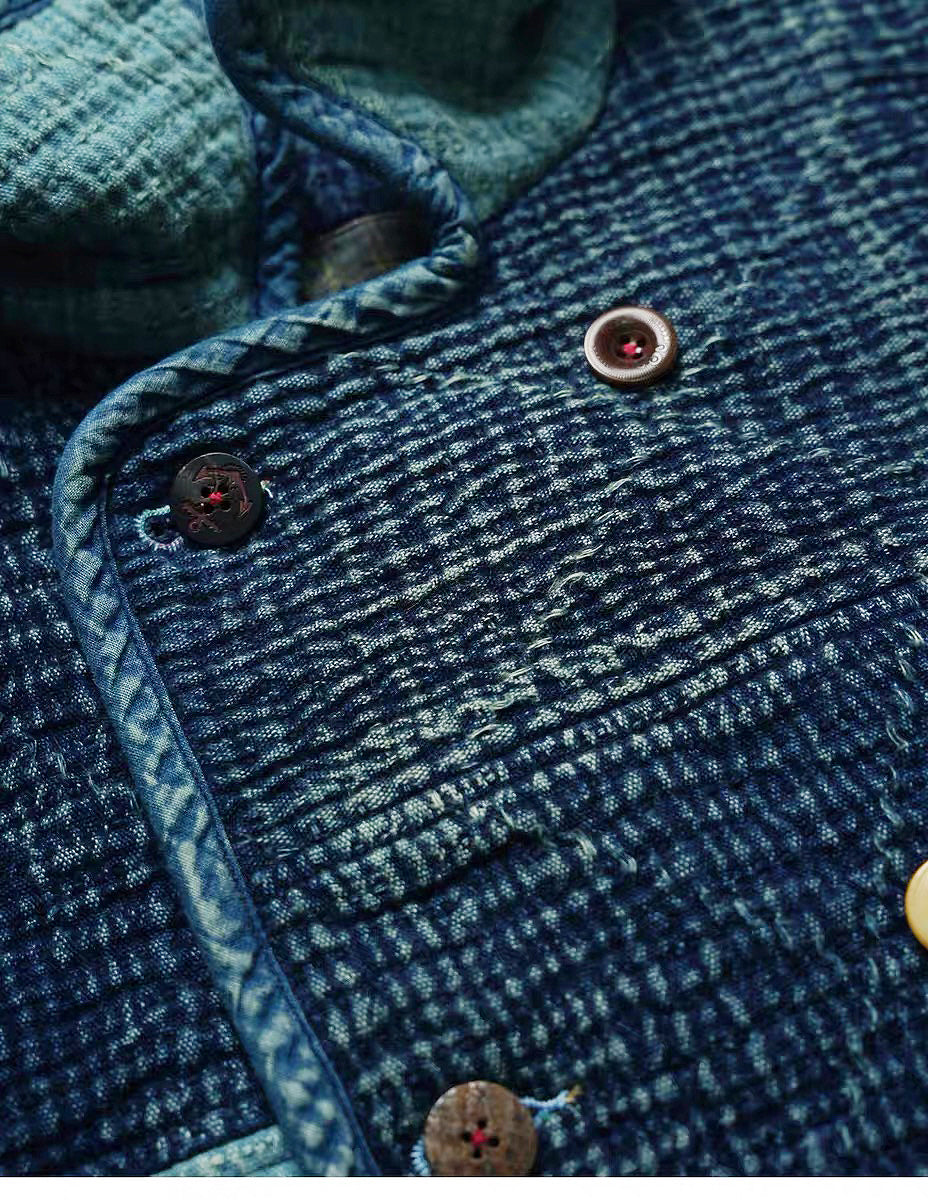 SHAW CLASSY PATCHWORK DOUBLE FRONT JACKET<刺し子パッチワークダブルジャケット>