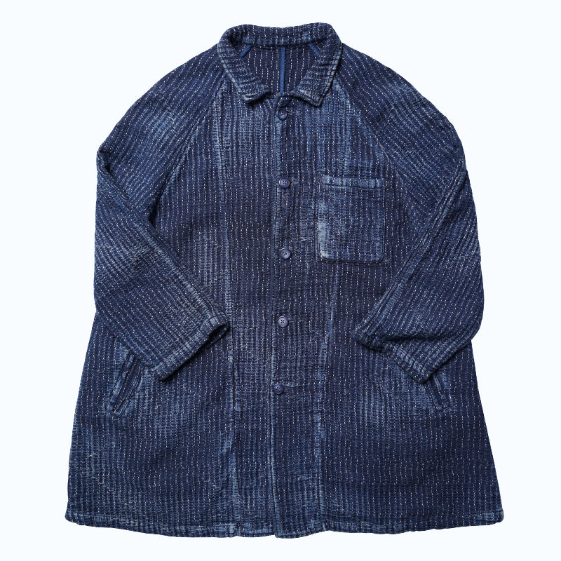 SHAW CLASSY HEAVY SASHIKO WHITE LINE COAT