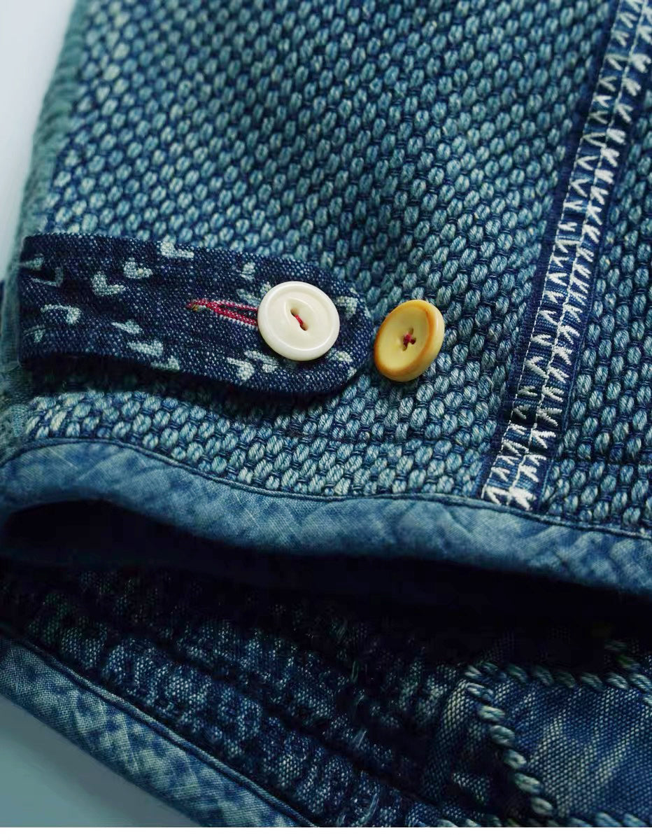 SHAW CLASSY PATCHWORK DOUBLE FRONT JACKET<刺し子パッチワークダブルジャケット>