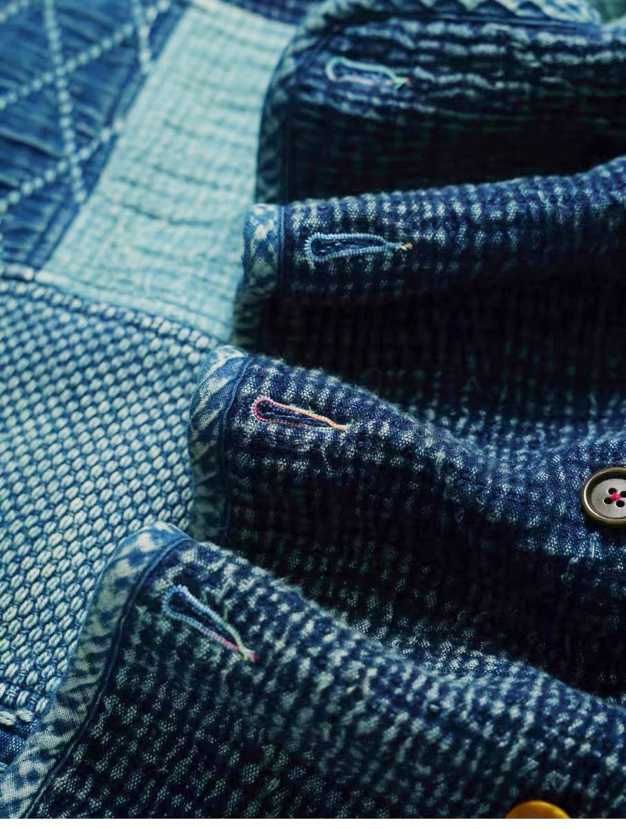 SHAW CLASSY PATCHWORK DOUBLE FRONT JACKET<刺し子パッチワークダブルジャケット>