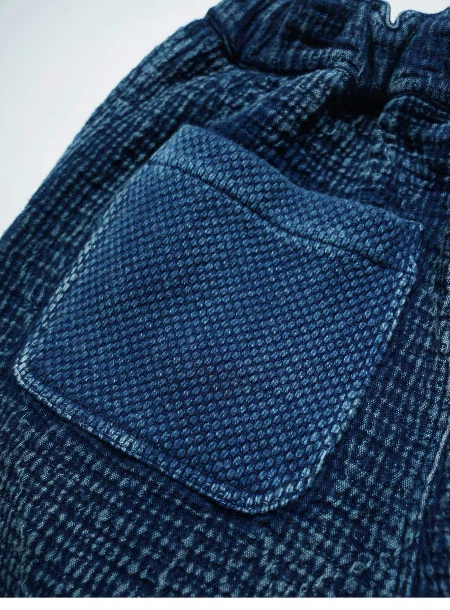 SHAW CLASSY SASHIKO STICH SHORTS<インディゴ刺し子パッチワークショーツ>