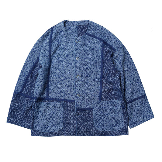 SHAW CLASSY BROCADE PATCHWORK JACKET<コットン100%インディゴブロケードジャケット>