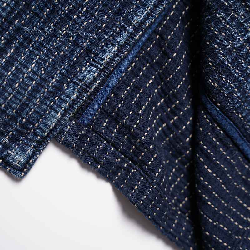 SHAW CLASSY HEAVY SASHIKO WHITE LINE COAT