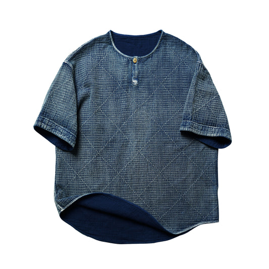 SHAW CLASSY INDIGO SASHIKO STICH TEE SHIRT<刺し子Teeシャツ>
