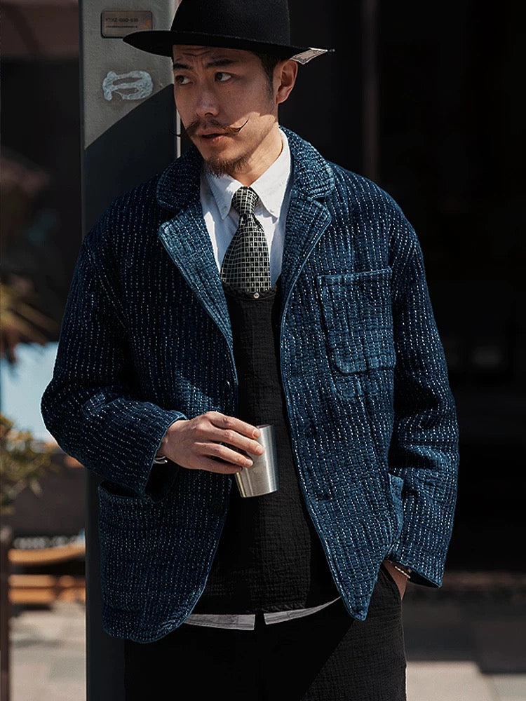 SHAW CLASSY HEAVY SASHIKO WHITE LINE TAILORED JACKET 刺し子ジャケット