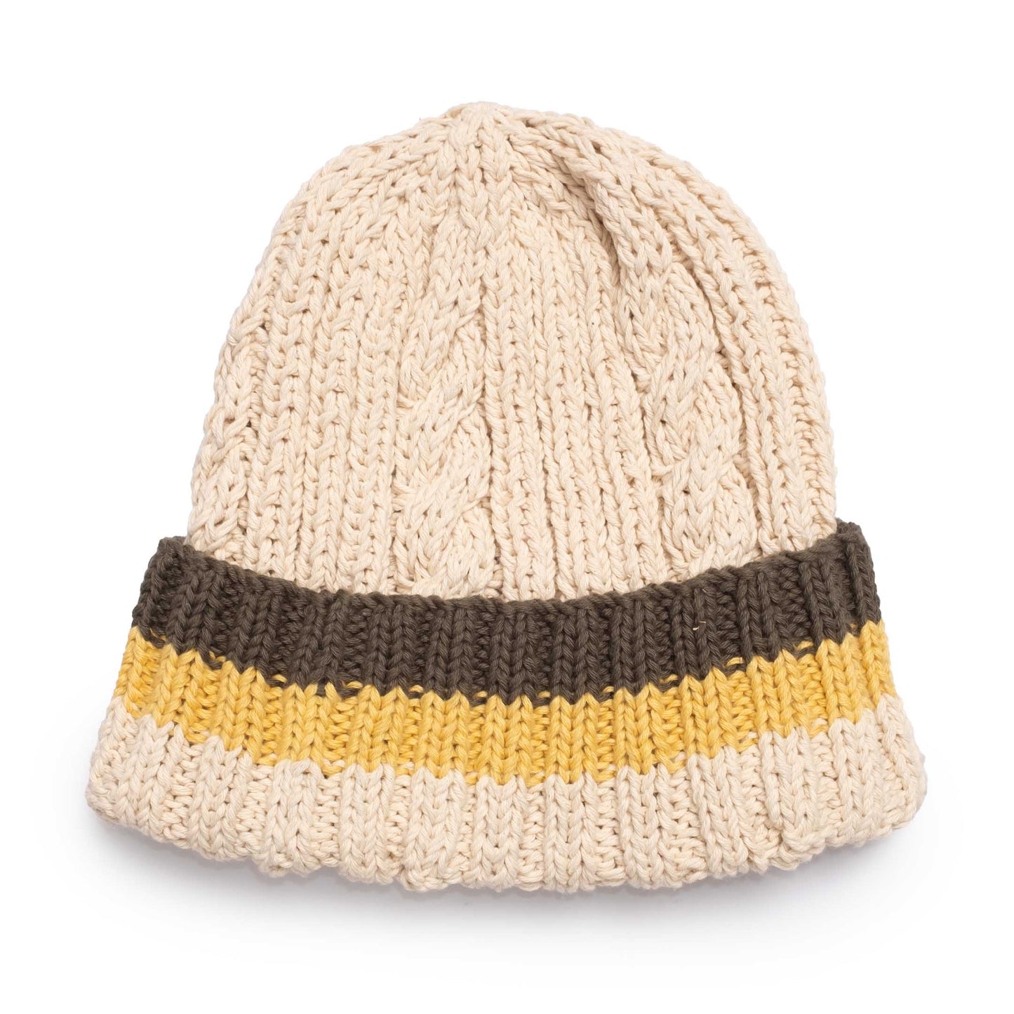 Allevol x Inverallan 22F Rib & Cable Hat Ecru Cotton100%