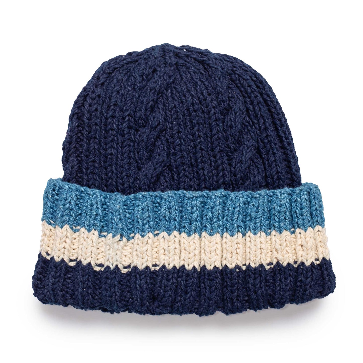 Allevol x Inverallan 22F Rib & Cable Hat Navy Cotton100%