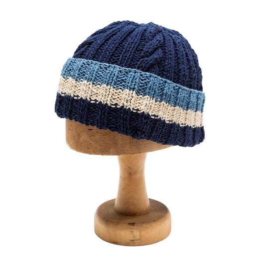 Allevol x Inverallan 22F Rib & Cable Hat Navy Cotton100%