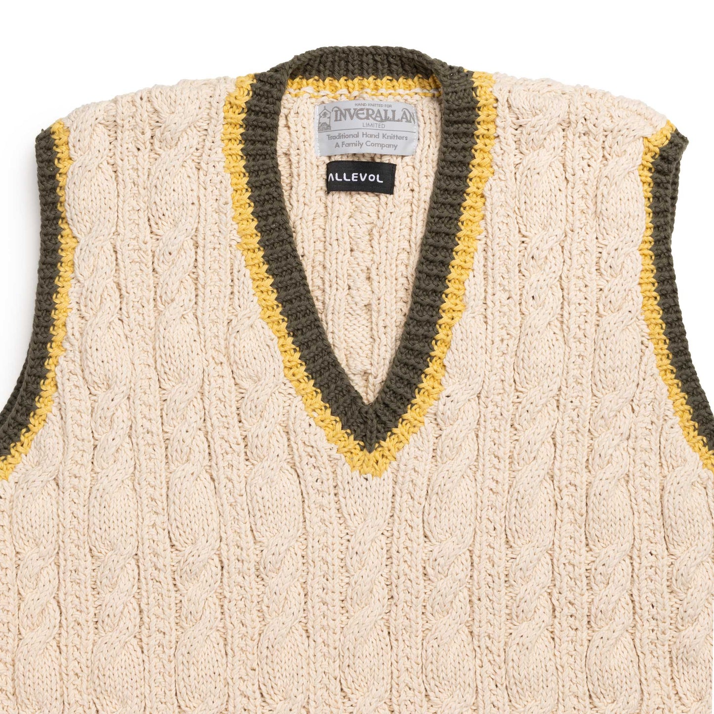 Allevol & Inverallan Cable knit Vest Ecru 100%Cotton