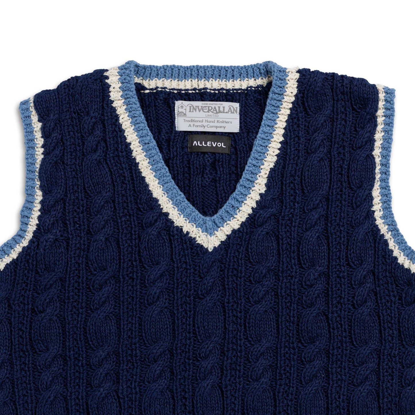 Allevol & Inverallan Cable knit Vest Marine Cotton100%