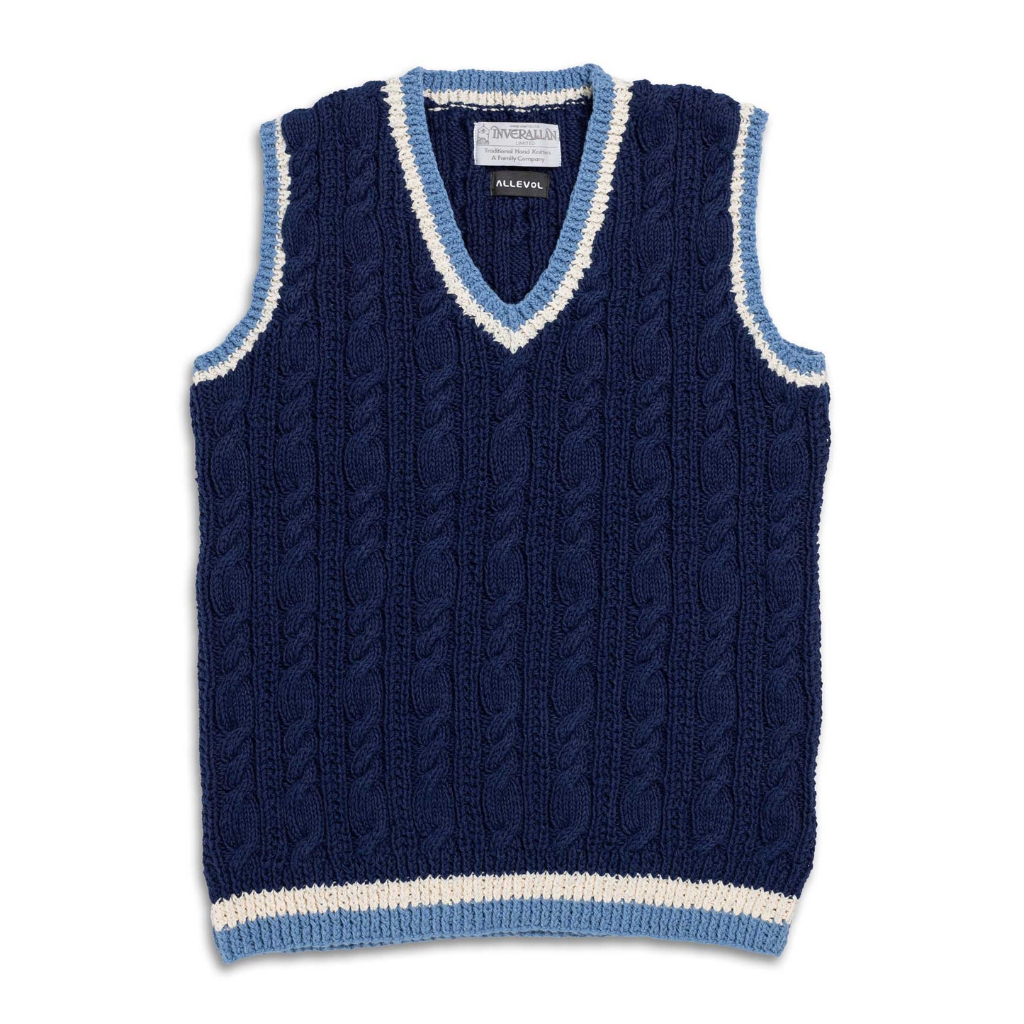 Allevol & Inverallan Cable knit Vest Marine Cotton100%