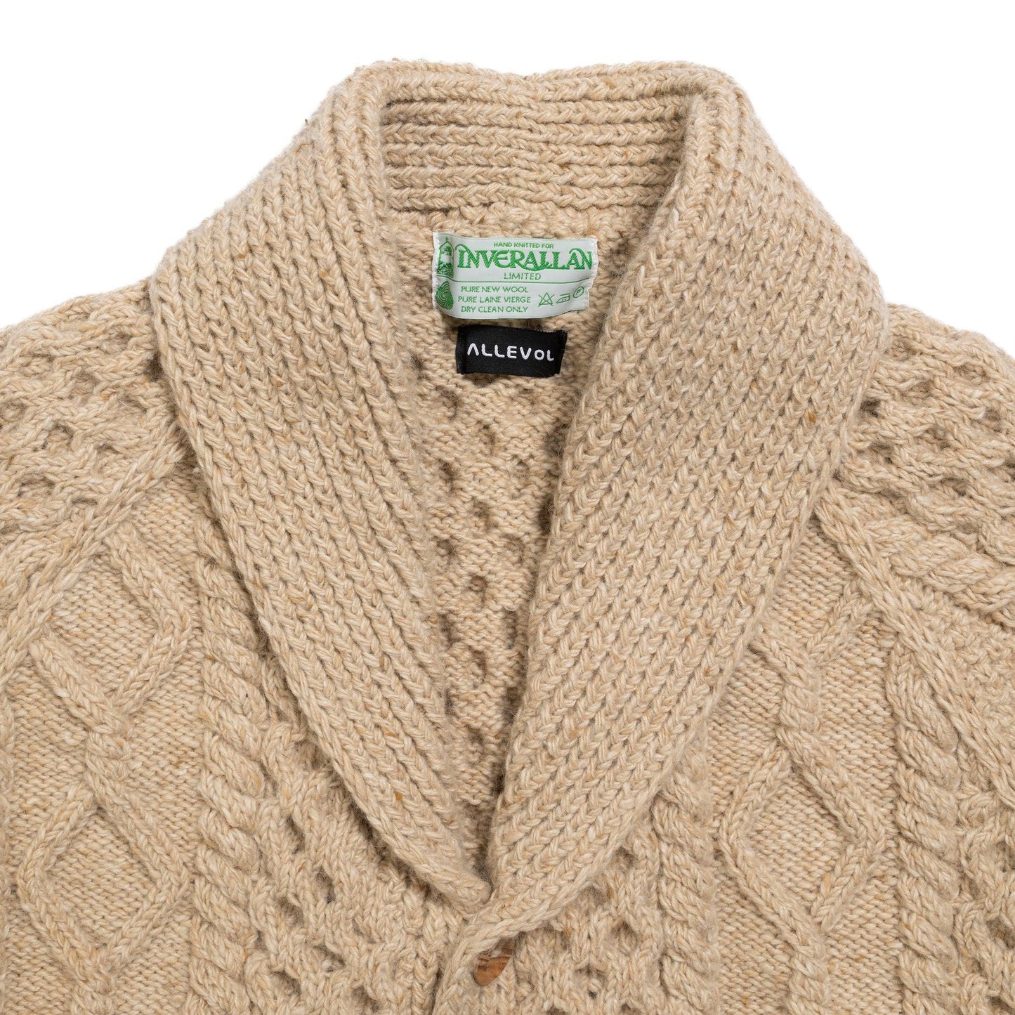 ALLEVOL x INVEALLAN 6A LONG ショールカラーカーディガン オートミール