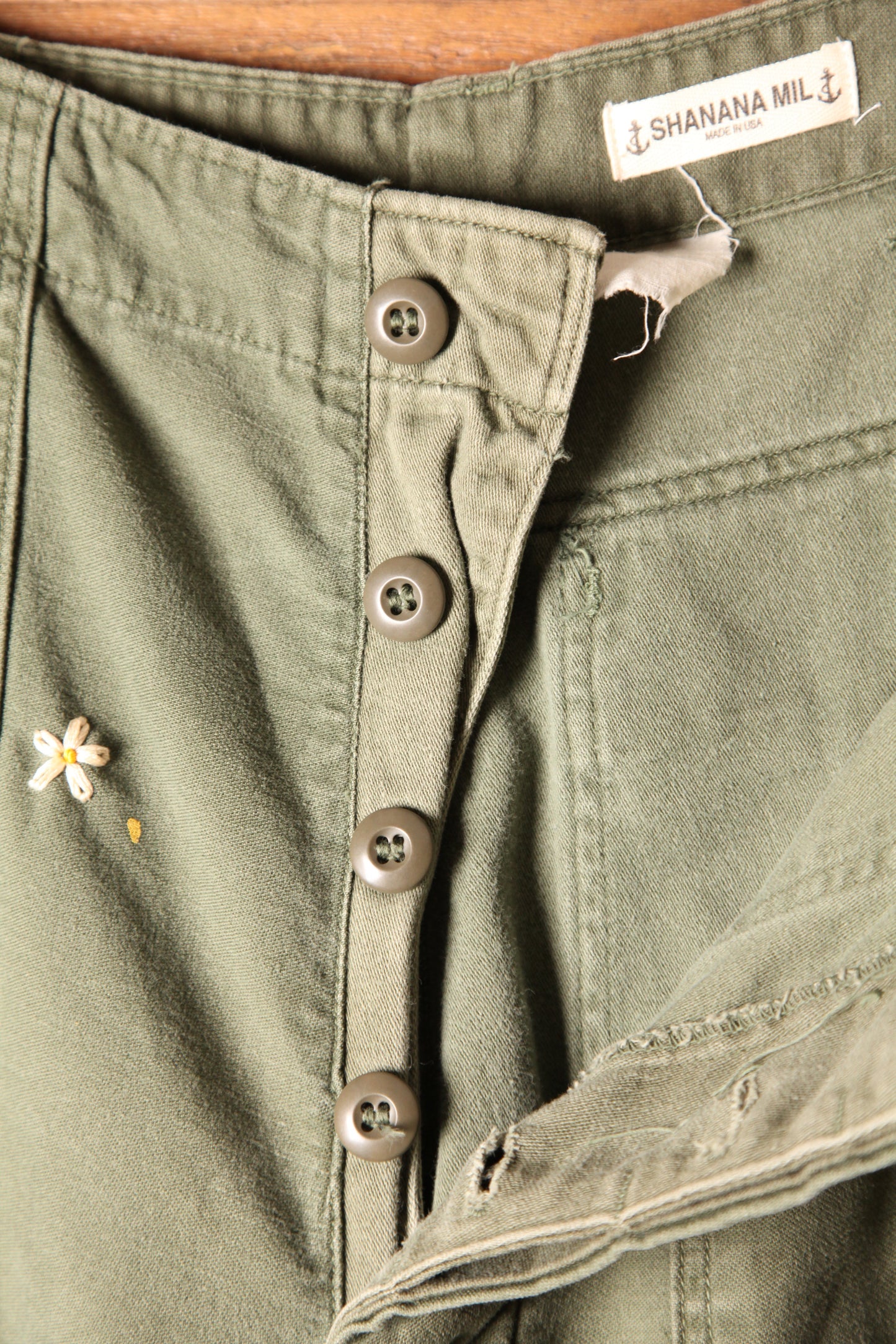 SHANANA MIL<シャナナミル> US ARMY OG-107 Re-make Trousers ボタンフライ実寸W32 相当