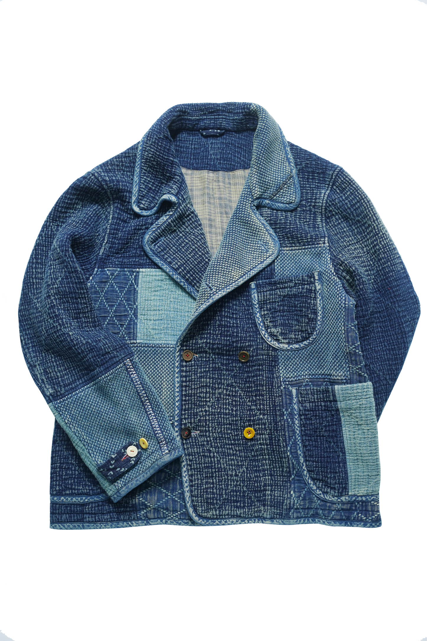 SHAW CLASSY PATCHWORK DOUBLE FRONT JACKET＜刺し子パッチワークダブルジャケット＞