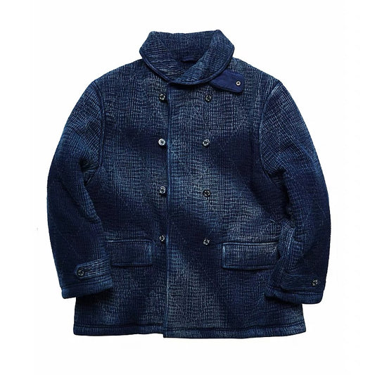 SHAW CLASSY HEAVY SASHIKO DOUBLE PADDED COAT　刺し子ショールカラーコート