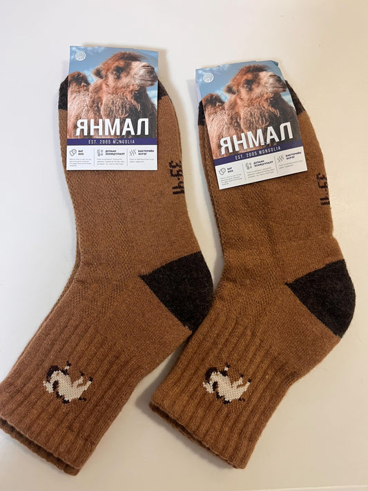 ＜新色＞YANMAL　キャメルヘア100％ソックス　ダークブラウン
