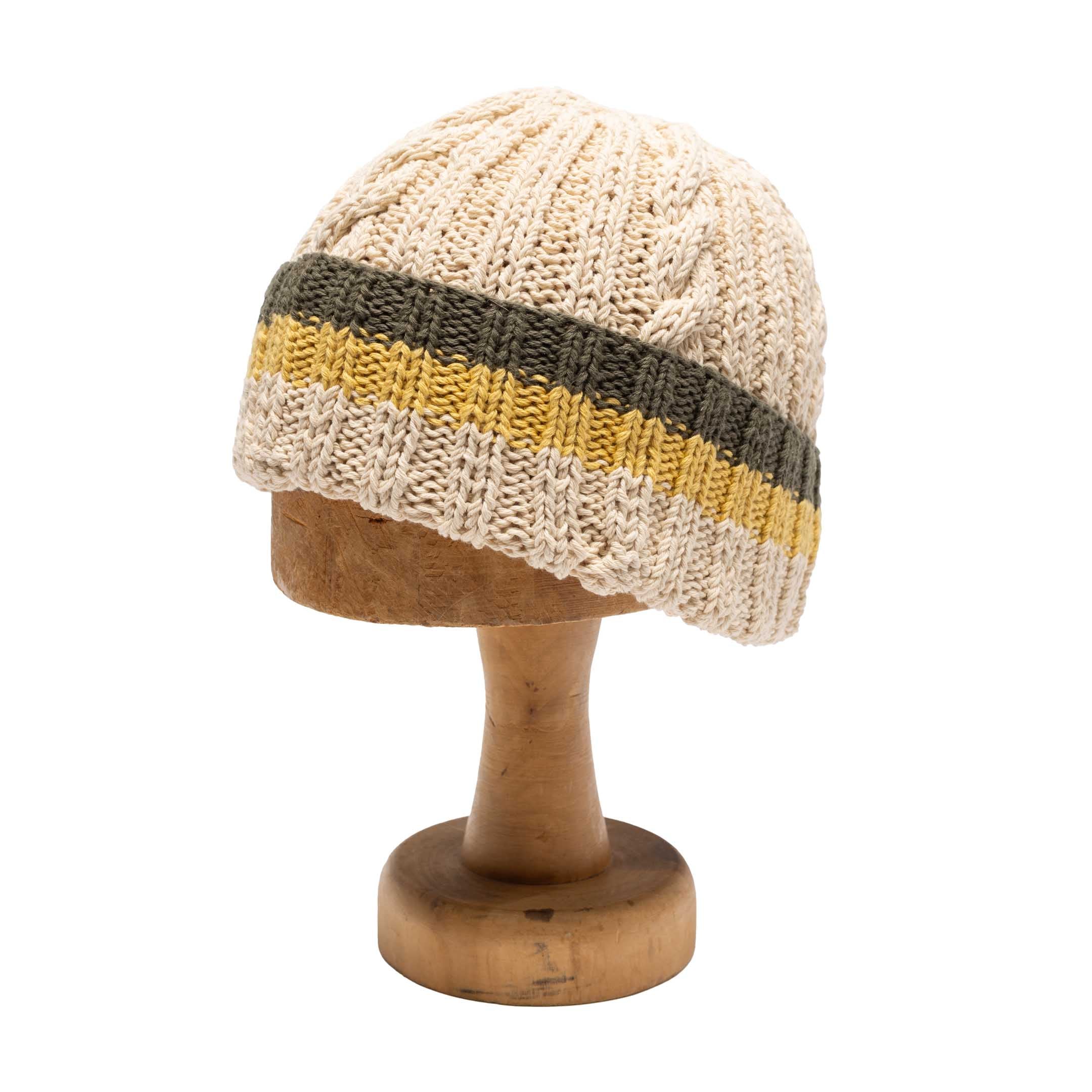 Allevol x Inverallan 22F Rib & Cable Hat Ecru Cotton100