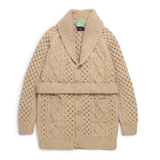 ALLEVOL x INVEALLAN 6A LONG ショールカラーカーディガン オートミール