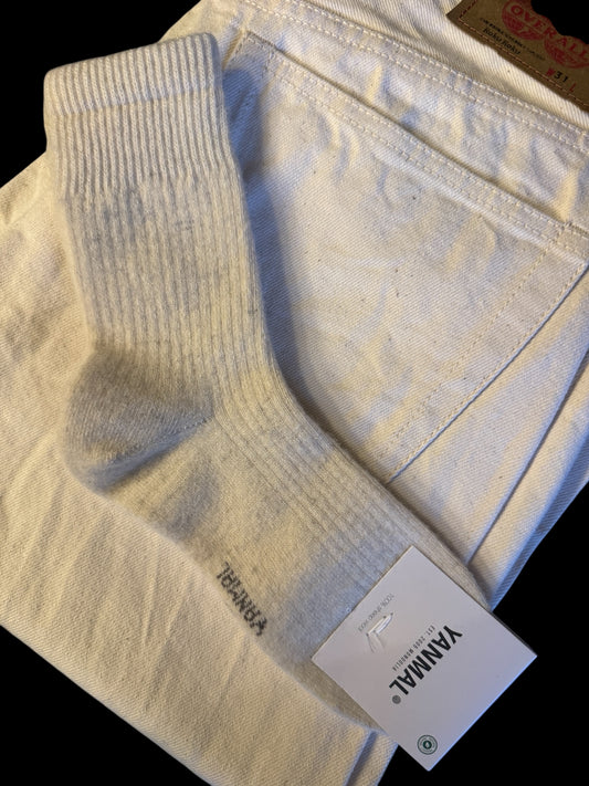 YANMAL　ウール100％ウィメンズソックス　オフホワイト