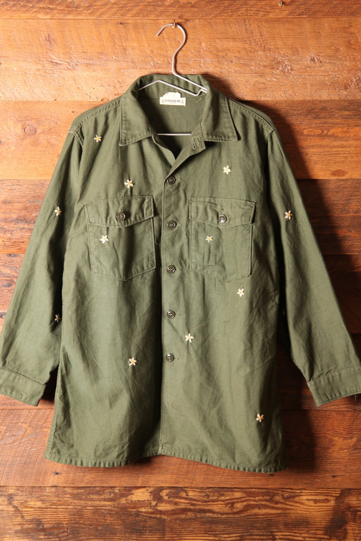 SHANANA MIL<シャナナミル> US ARMY Re-make Shirts OD Size L 
