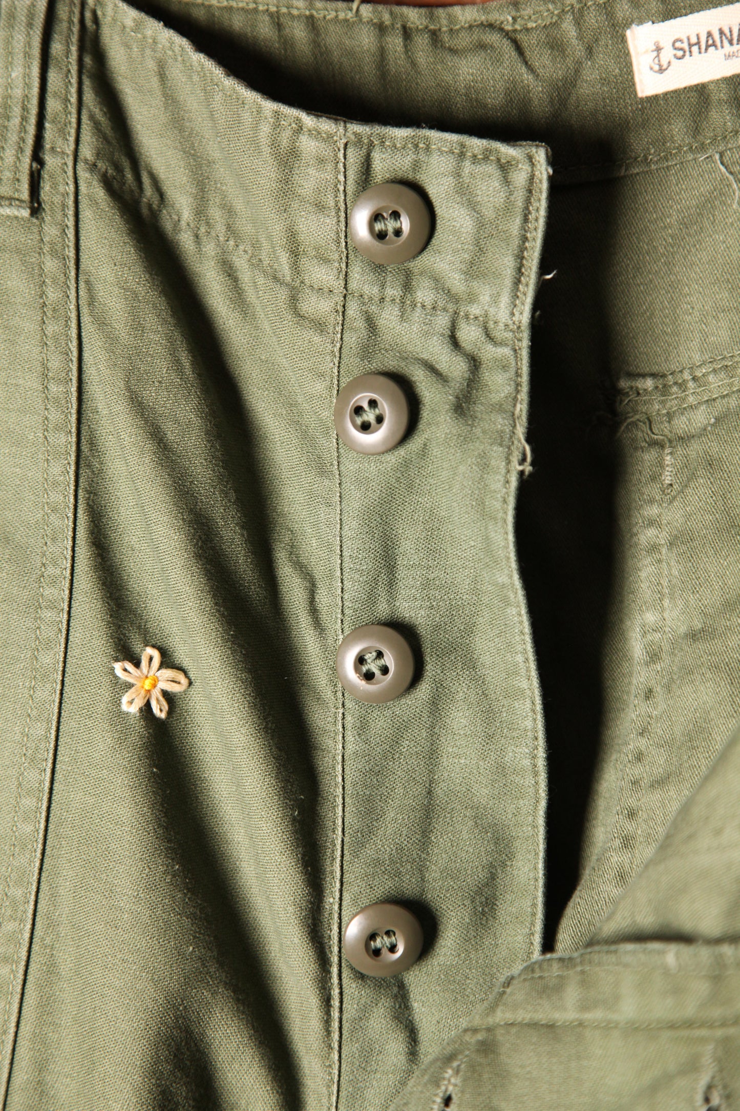 SHANANA MIL<シャナナミル>　US ARMY OG-107 Re-make Trousers ボタンフライ W34相当　1