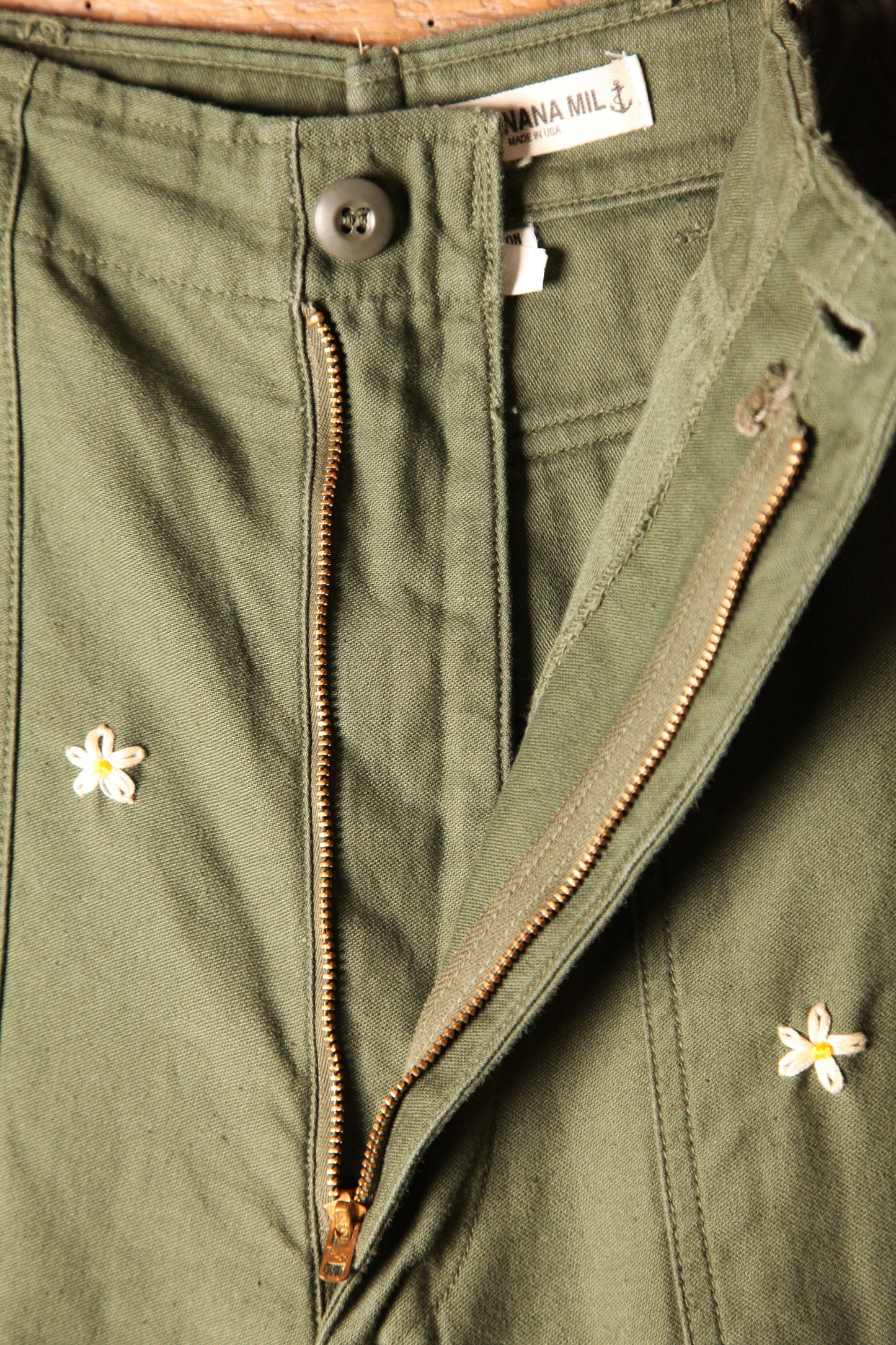 SHANANA MIL<シャナナミル>　US ARMY OG-107 Re-make Trousers zip2 実寸W34相当