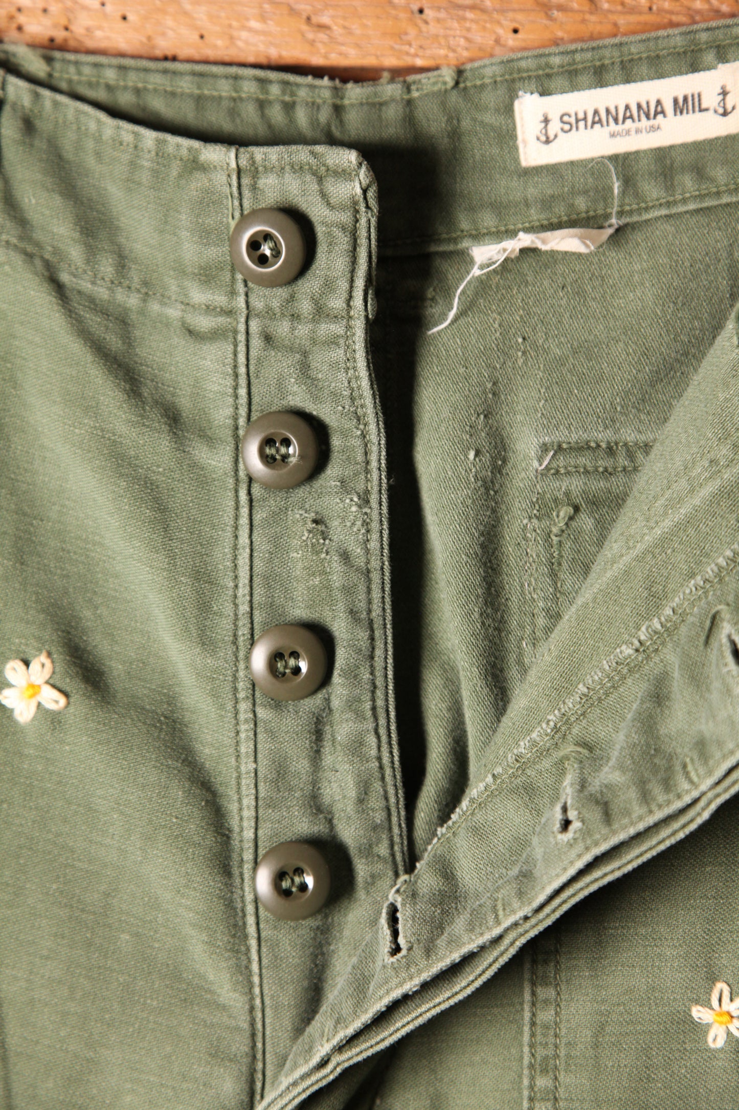 SHANANA MIL<シャナナミル>　US ARMY OG-107 Re-make Trousers ボタンフライ 実寸W30 相当