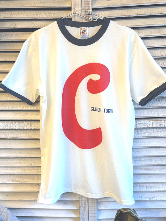 CLUTCH TOKYOオリジナルリンガーTシャツ　Original Ring Tee White x Navy（在庫僅少）