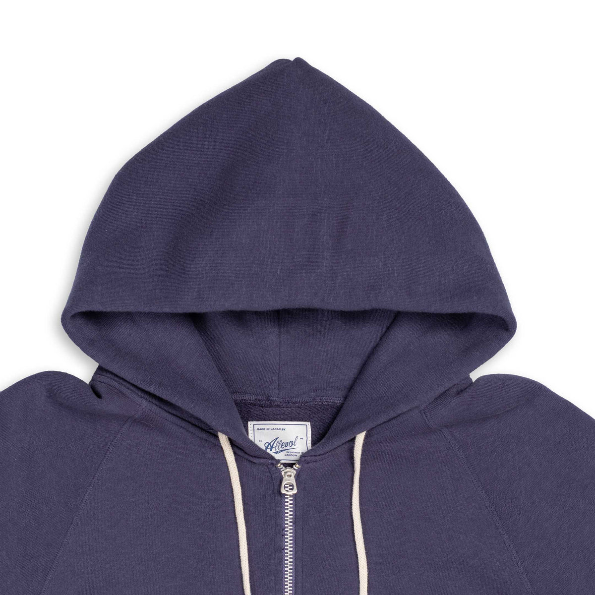 Allevol Loopwheel Easy Full Zip Hooded Sweatshirt Navy　＜吊り編みフルジップパーカ＜ネイビー＞
