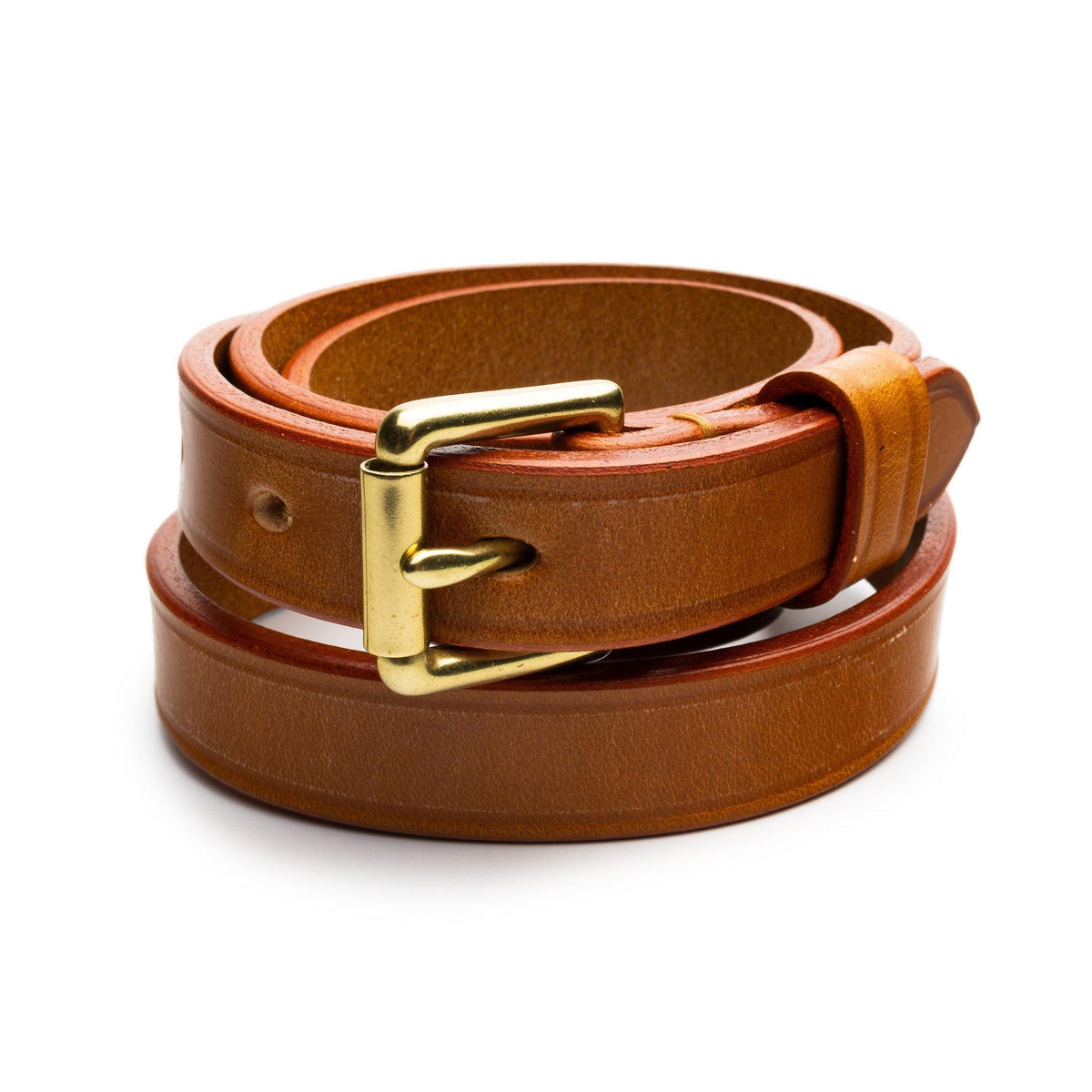 Allevol Narrow Belt Light Havana x Brass＜ブライドルレザーベルト＞