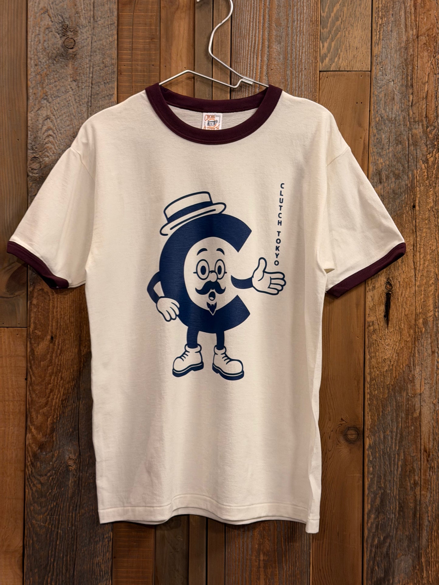 CLUTCH TOKYOオリジナルリンガーT Original Ring Tee White x  Maroon Uncle C.