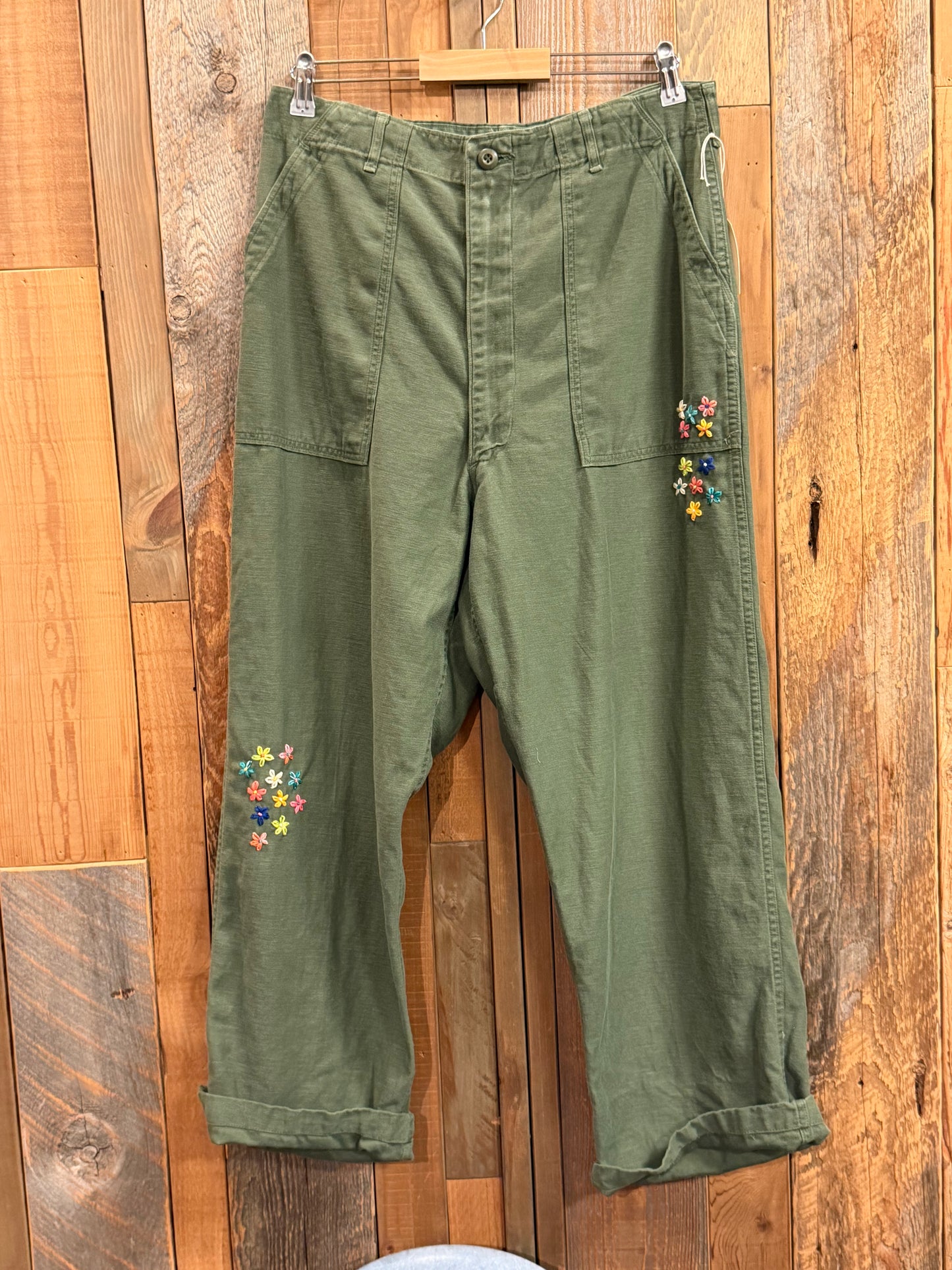 SHANANA MIL<シャナナミル>　US ARMY '50s OG-107 Re-make Trousers  ボタンフライ 実寸W28 相当_SM71