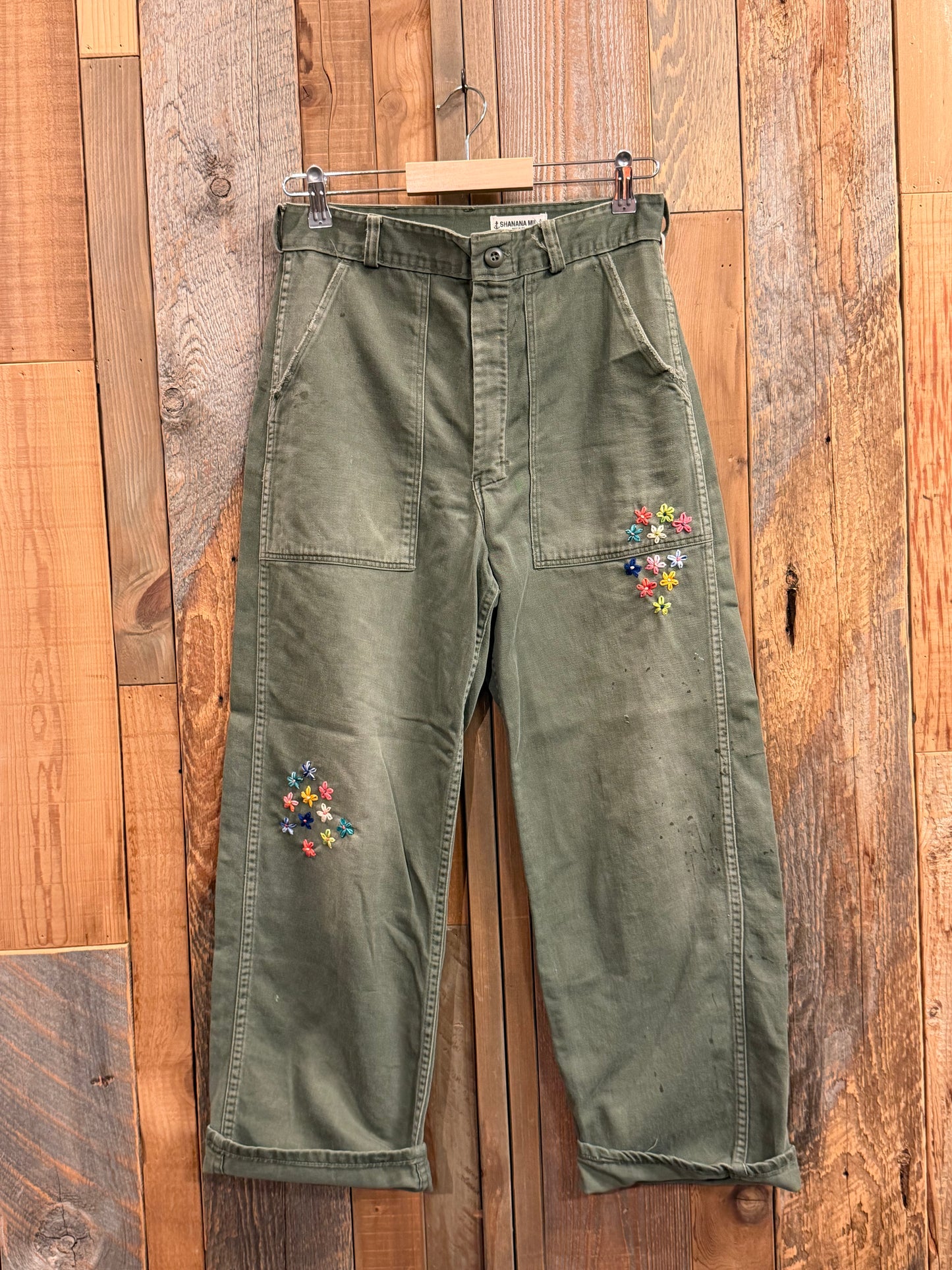 SHANANA MIL US ARMY OG-107 Re-make Trousers con cremallera, equivalente a una cintura real de 30 pulgadas_SM3