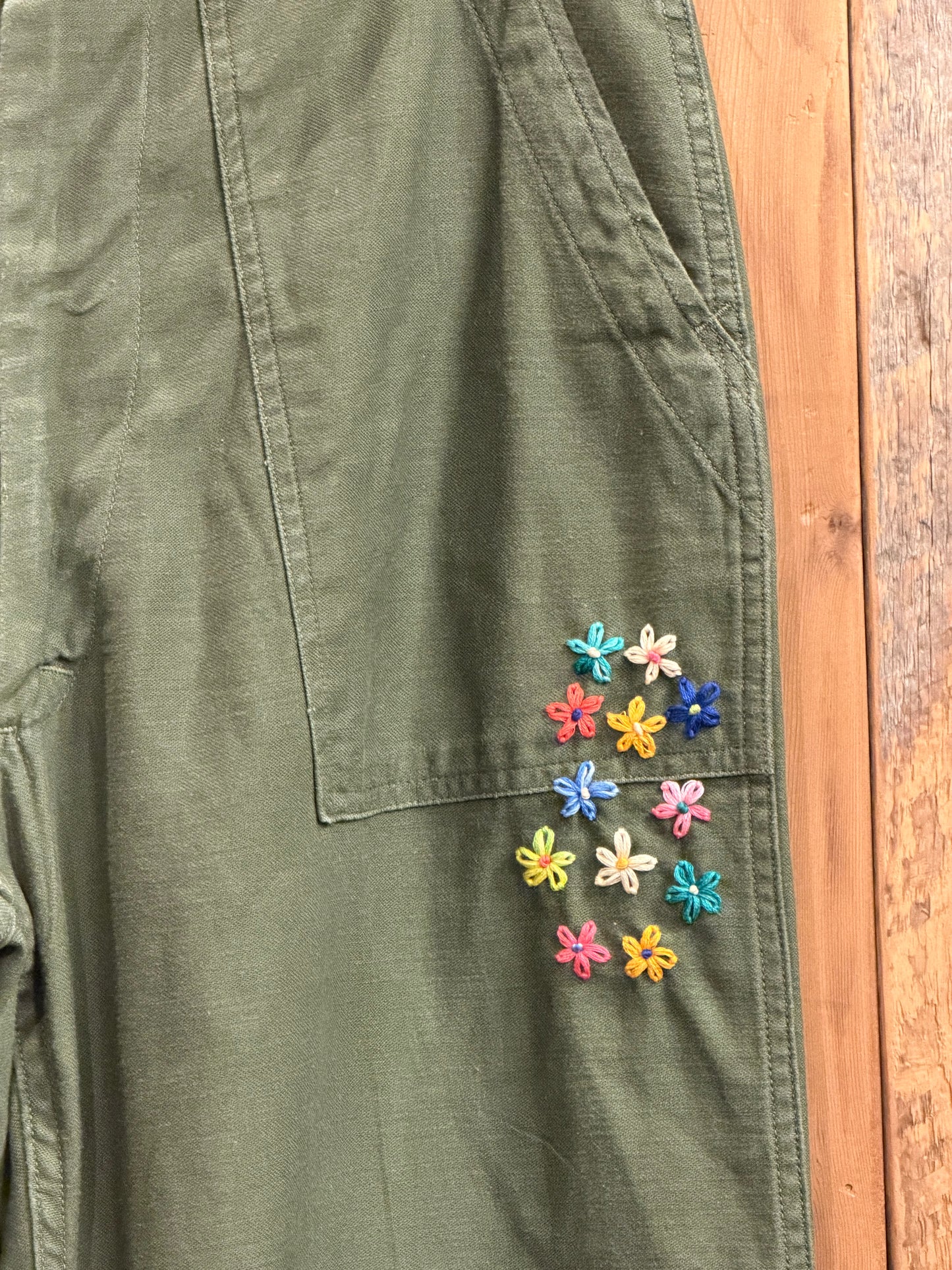 SHANANA MIL US ARMY OG-107 Re-make Trousers con cremallera, equivalente a una cintura real de 30 pulgadas_SM3