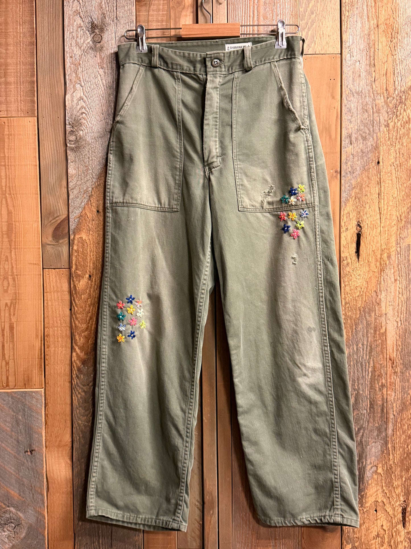 SHANANA MIL US ARMY OG-107 Re-make Trousers con cremallera, equivalente a una cintura real de 30 pulgadas_SM3