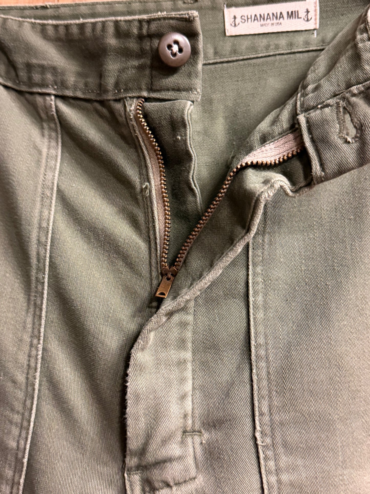 SHANANA MIL US ARMY OG-107 Re-make Trousers con cremallera, equivalente a una cintura real de 30 pulgadas_SM3