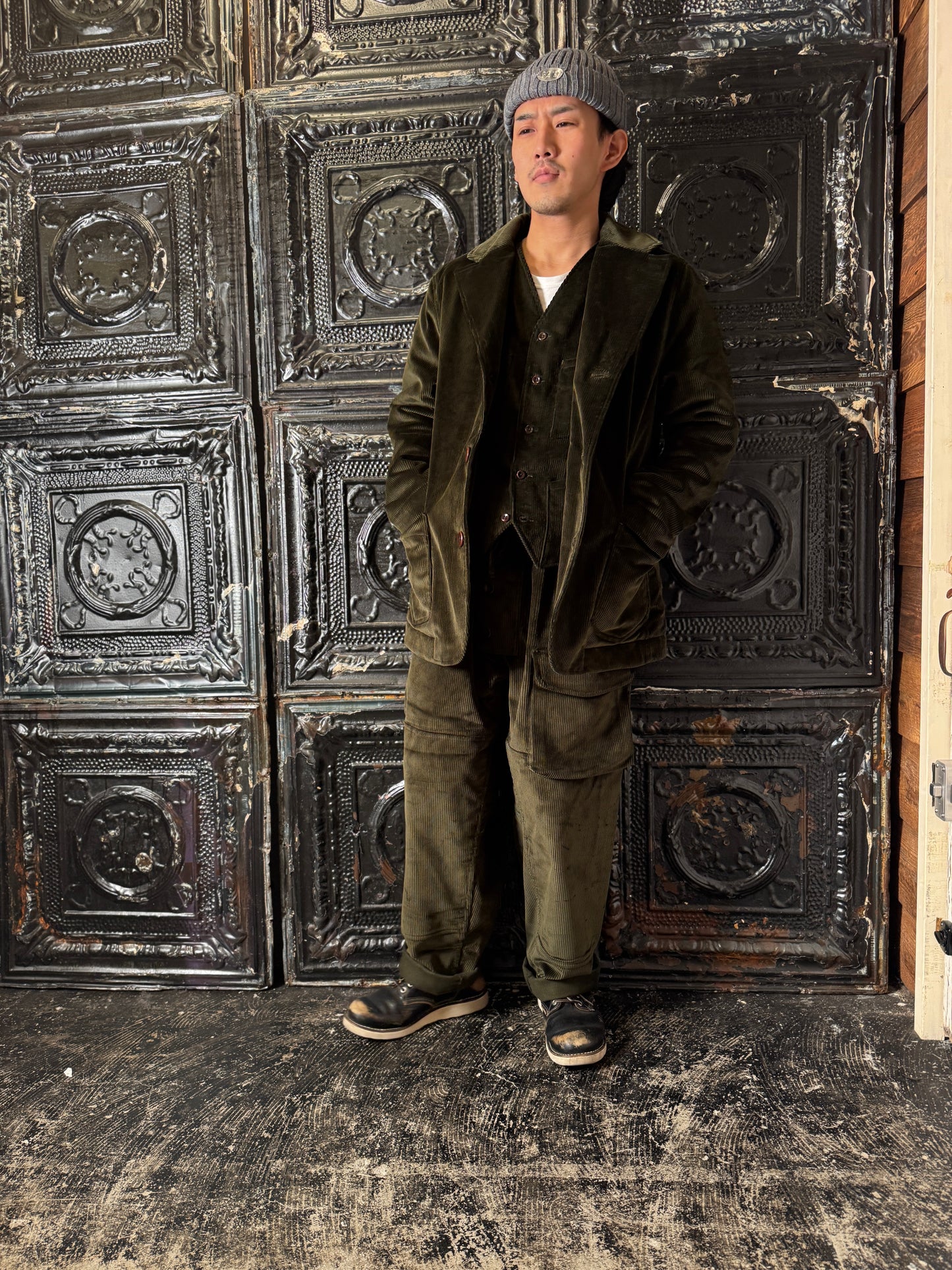 Fleurs de Bagne / Le Blazer “ANATOLE” キルティング裏地コーデュロイジャケット— Velours Kaki（ブリスベン・モス　コーデュロイ／カーキ）