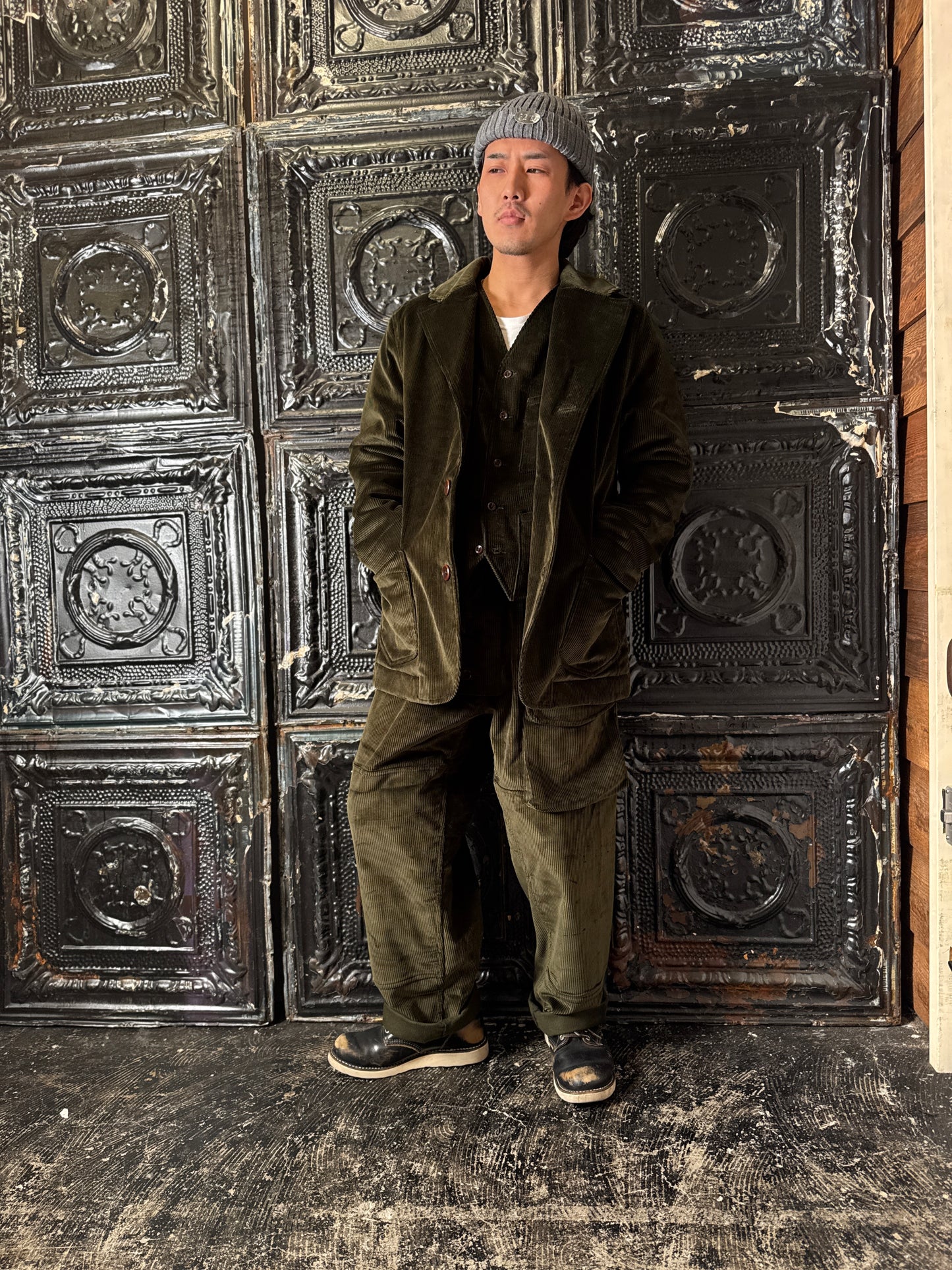 Fleurs de Bagne / Le Blazer “ANATOLE” キルティング裏地コーデュロイジャケット— Velours Kaki（ブリスベン・モス　コーデュロイ／カーキ）