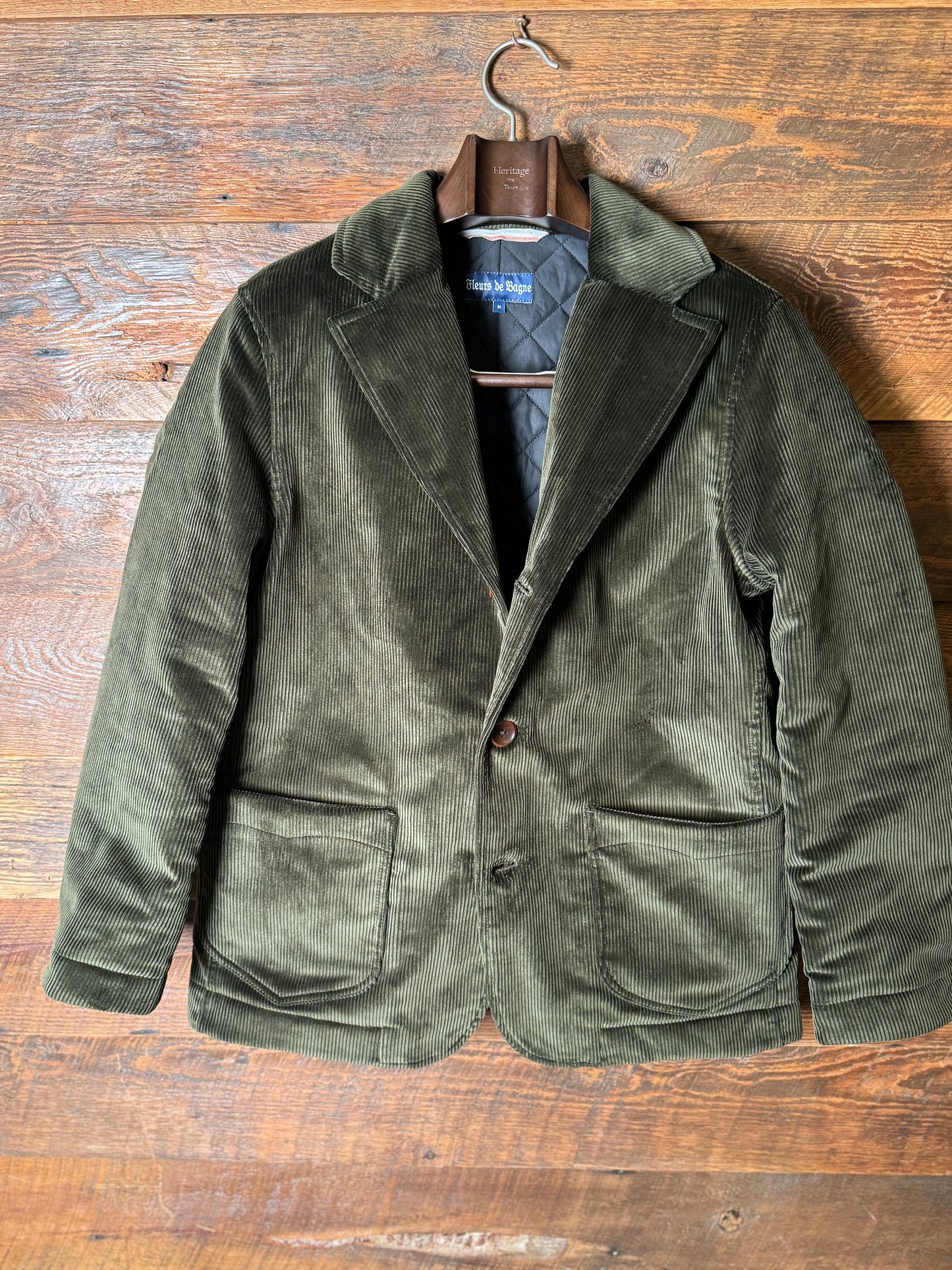 Fleurs de Bagne / Le Blazer “ANATOLE” キルティング裏地コーデュロイジャケット— Velours Kaki（ブリスベン・モス　コーデュロイ／カーキ）