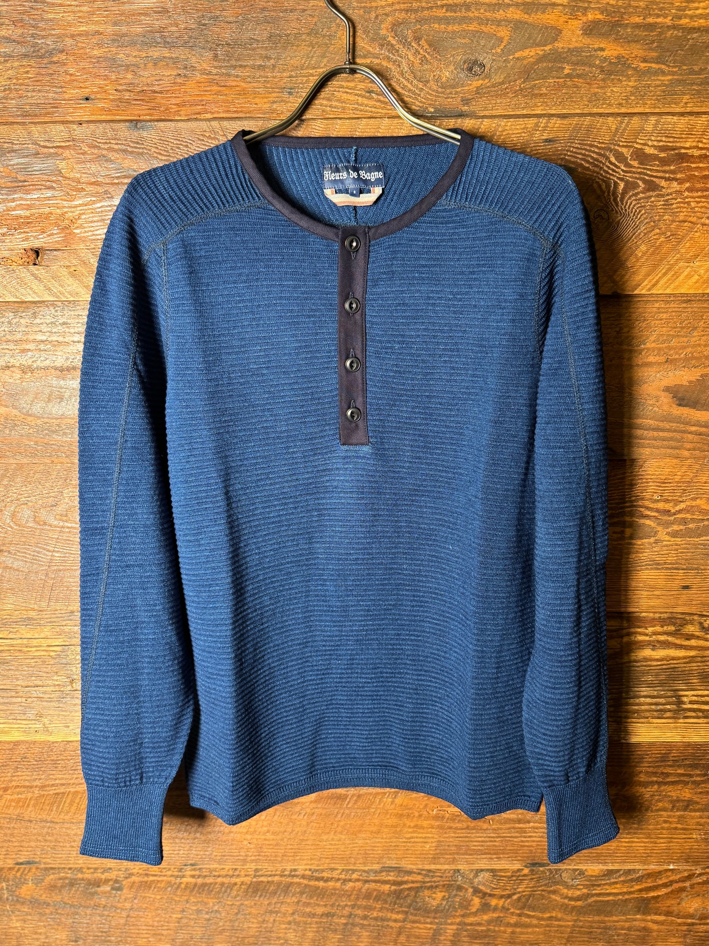 Fleurs de Bagne boarder HENLEY TEE SHIRT<インディゴヘンリーネック長袖Teeシャツ>