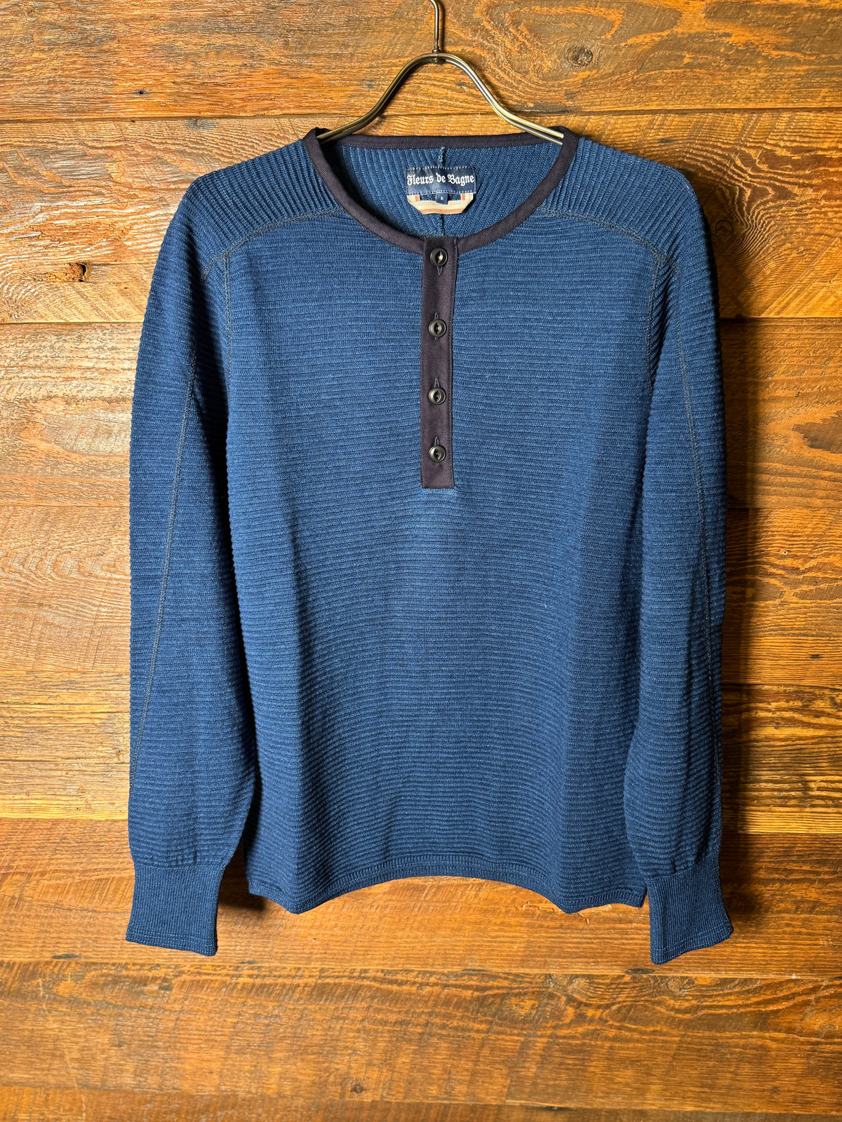 Fleurs de Bagne boarder HENLEY TEE SHIRT<インディゴヘンリーネック長袖Teeシャツ>