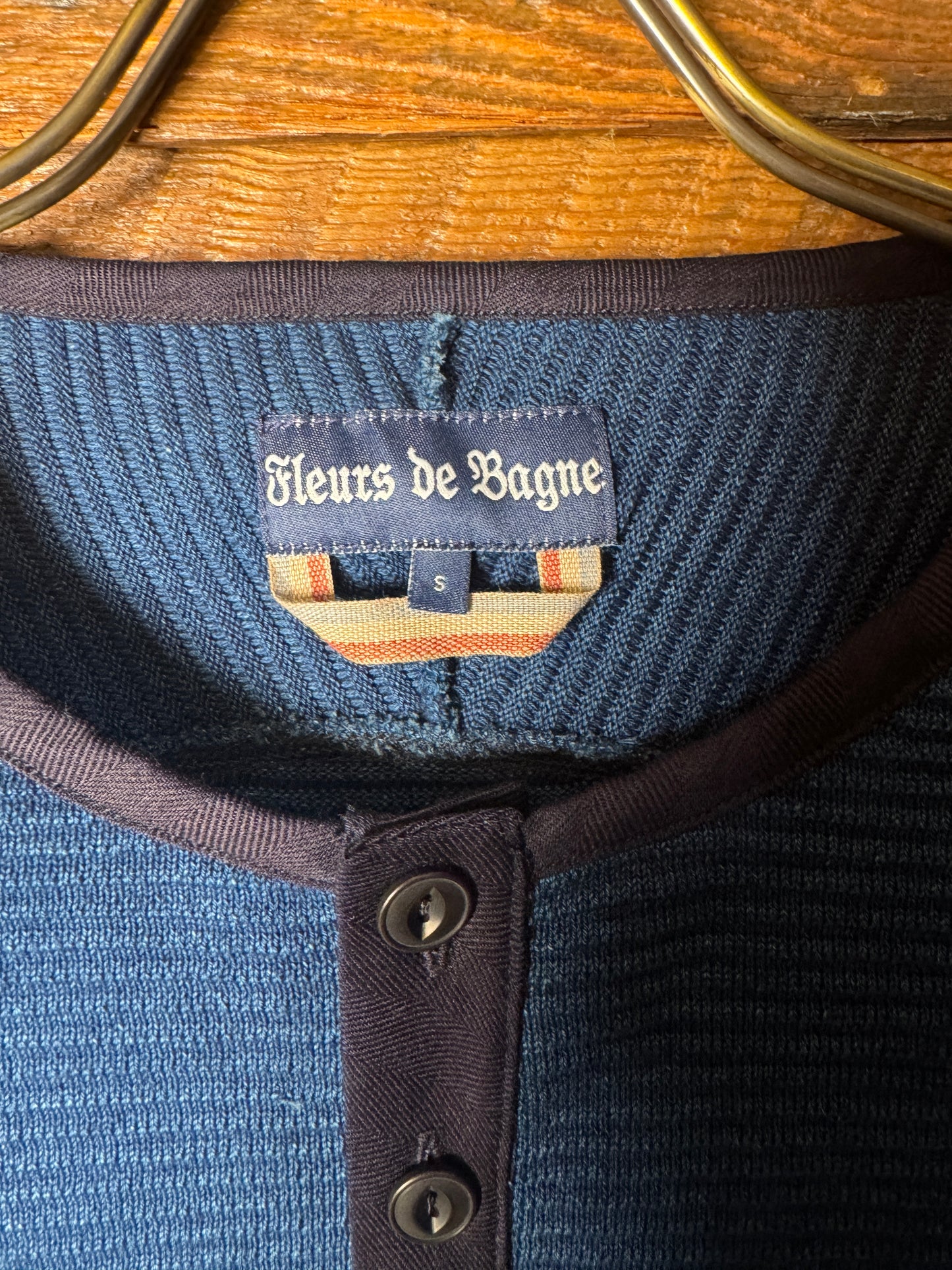Fleurs de Bagne boarder HENLEY TEE SHIRT<インディゴヘンリーネック長袖Teeシャツ>