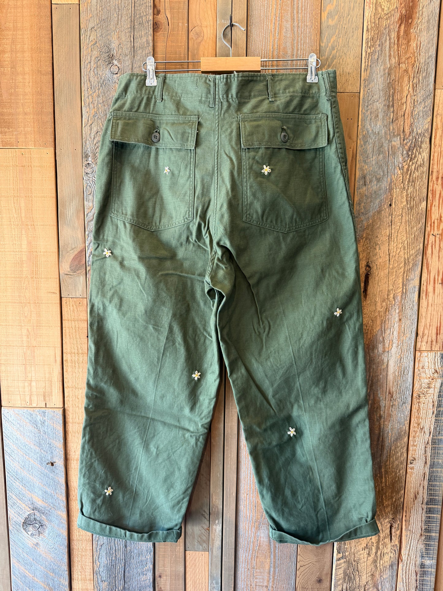 SHANANA MIL<シャナナミル>　US ARMY OG-107 Re-make Trousers  ボタンフライ実寸W38 相当_SM47