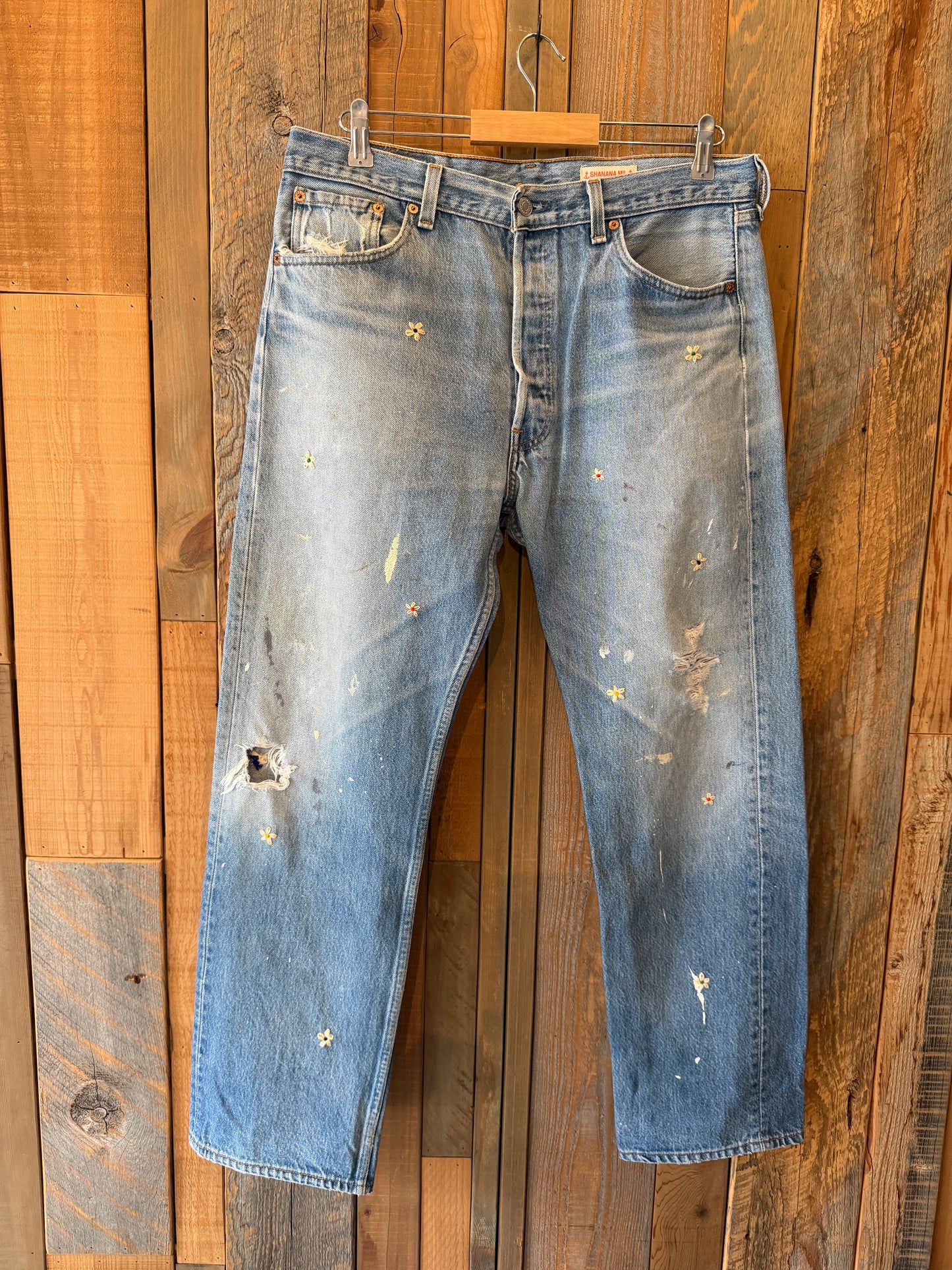 人気のハードダメージ！　SHANANA MIL<シャナナミル>　Levi's 501 HAND CUSTOM JEANS W36（実寸34インチ相当）_SM48