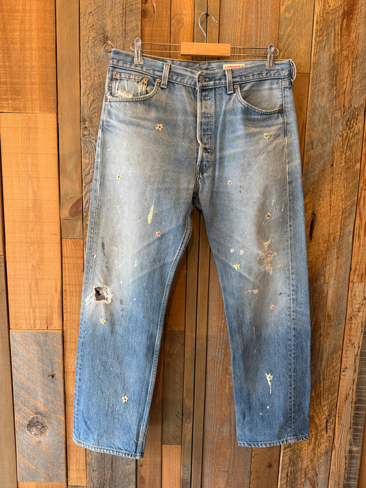 人気のハードダメージ！　SHANANA MIL<シャナナミル>　Levi's 501 HAND CUSTOM JEANS W36（実寸34インチ相当）_SM48