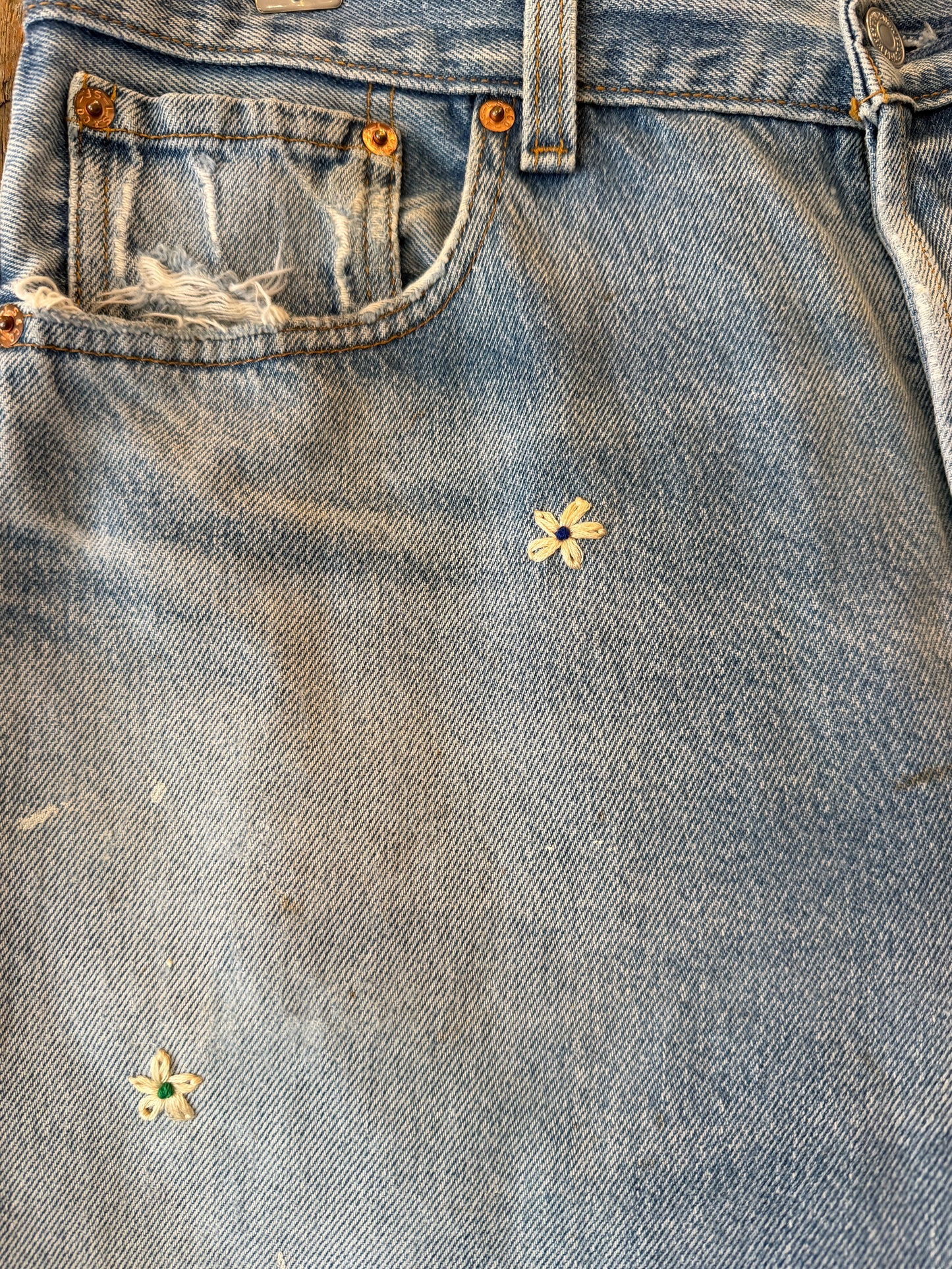 人気のハードダメージ！　SHANANA MIL<シャナナミル>　Levi's 501 HAND CUSTOM JEANS W36（実寸34インチ相当）_SM48