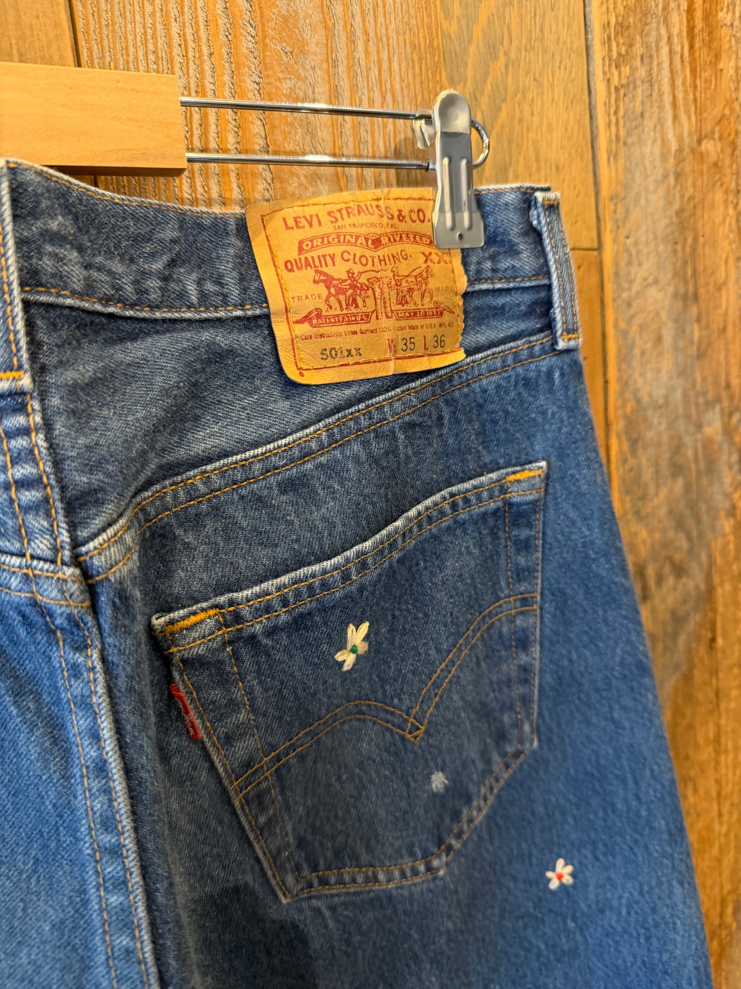 濃紺、テキサス州エルパソ工場生産！　SHANANA MIL<シャナナミル>　Levi's 501 HAND CUSTOM JEANS W35（実寸34インチ相当）_SM54